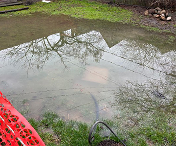 Exterior drain tile installation service in WNY, stop water pooling in your yard